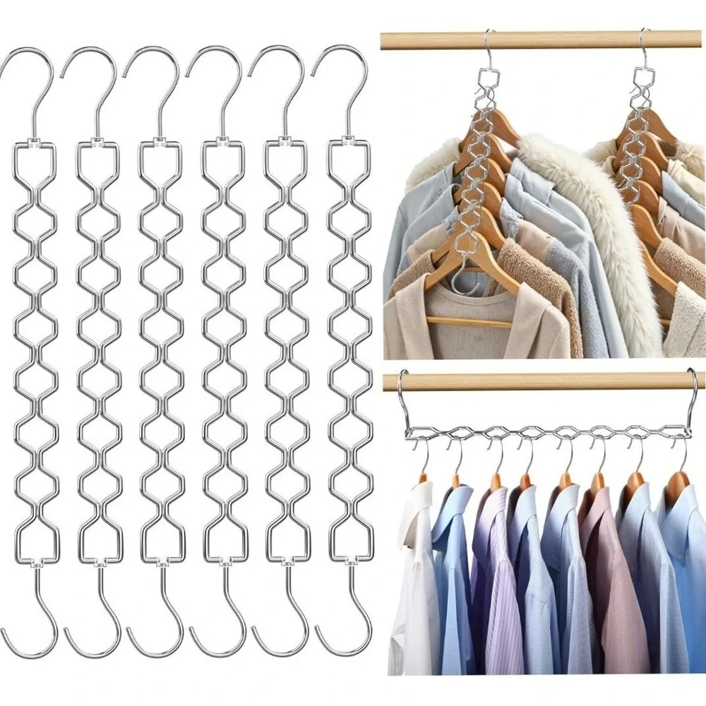 10 Pack Space Saving Hangers for Clothes, Sturdy‎ Metal Hangers Heavy Duty